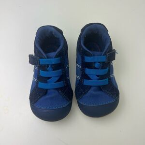 Stride Rite SM Goodwin Boys Tennis Shoes Canvas Blue White Walking size 5.5 M